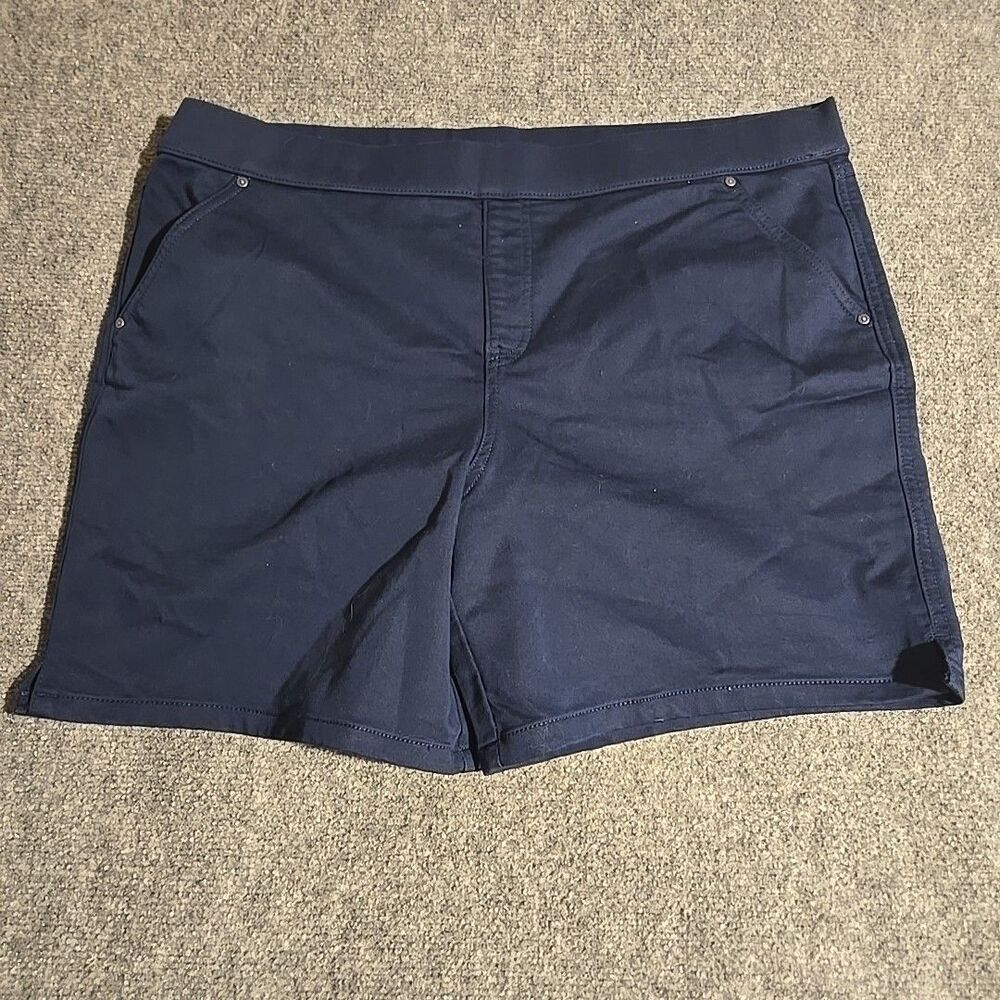 Khakis & Company Shorts Womens Size 16 Blue Pull on Stretchy Comfort Pockets
